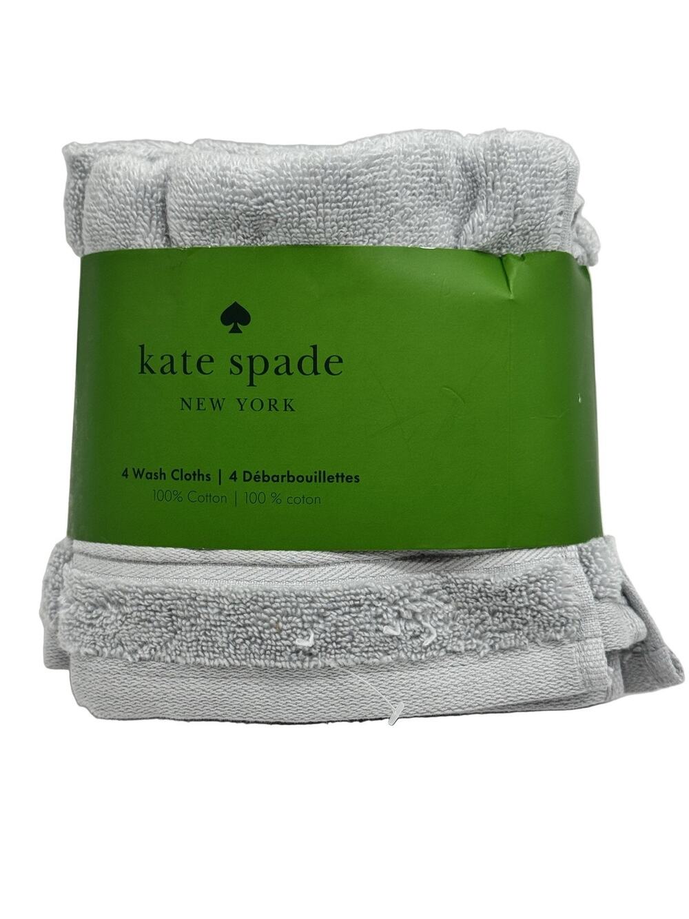 Kate Spade New York Grey 13" 100% Cotton Washcloths Set of 4 soft classic luxe